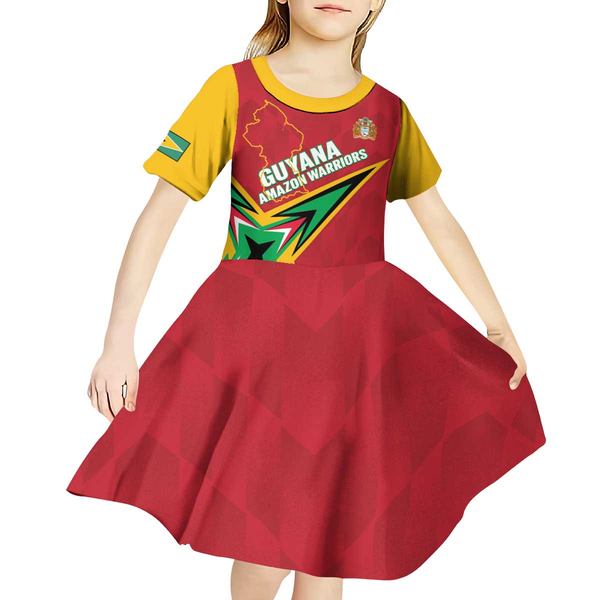 Custom Guyana Cricket Kid Short Sleeve Dress Go Champions Amazon Warriors