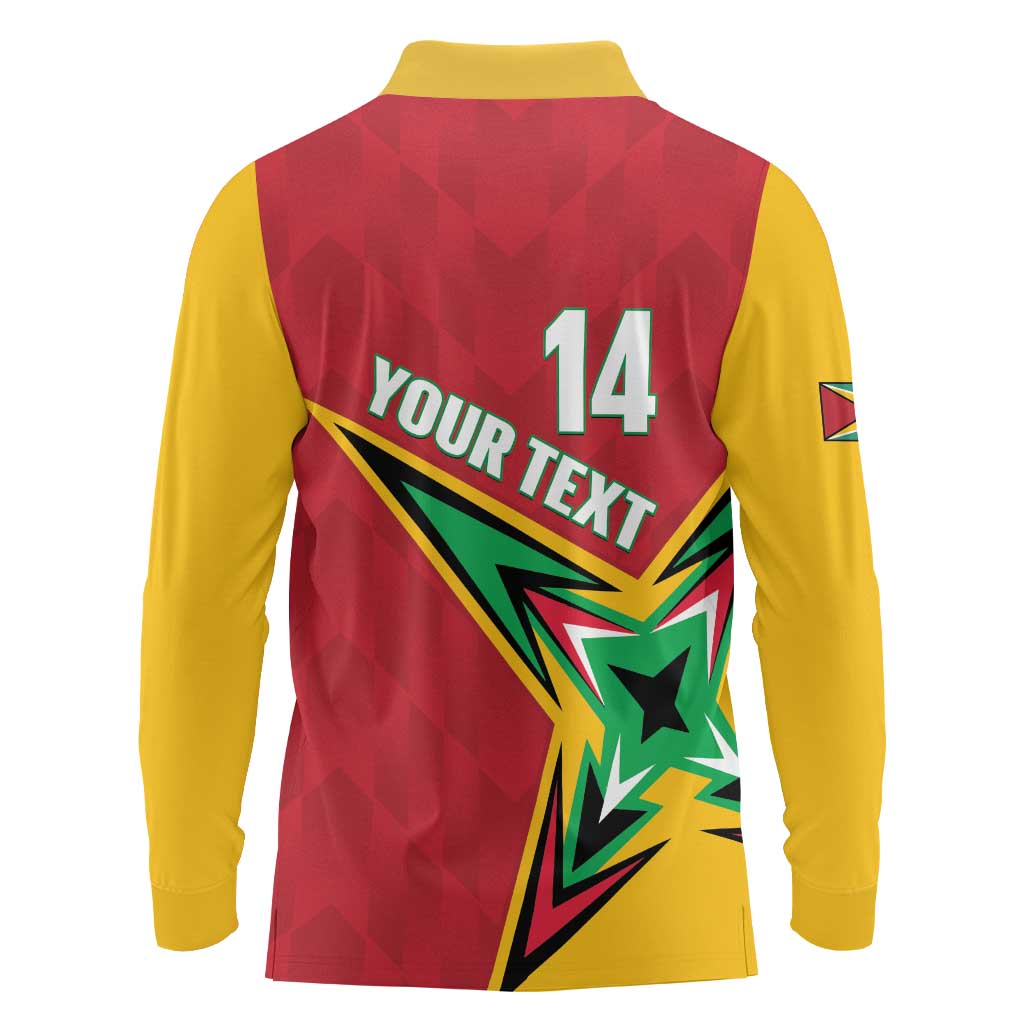 Custom Guyana Cricket Long Sleeve Polo Shirt Go Champions Amazon Warriors