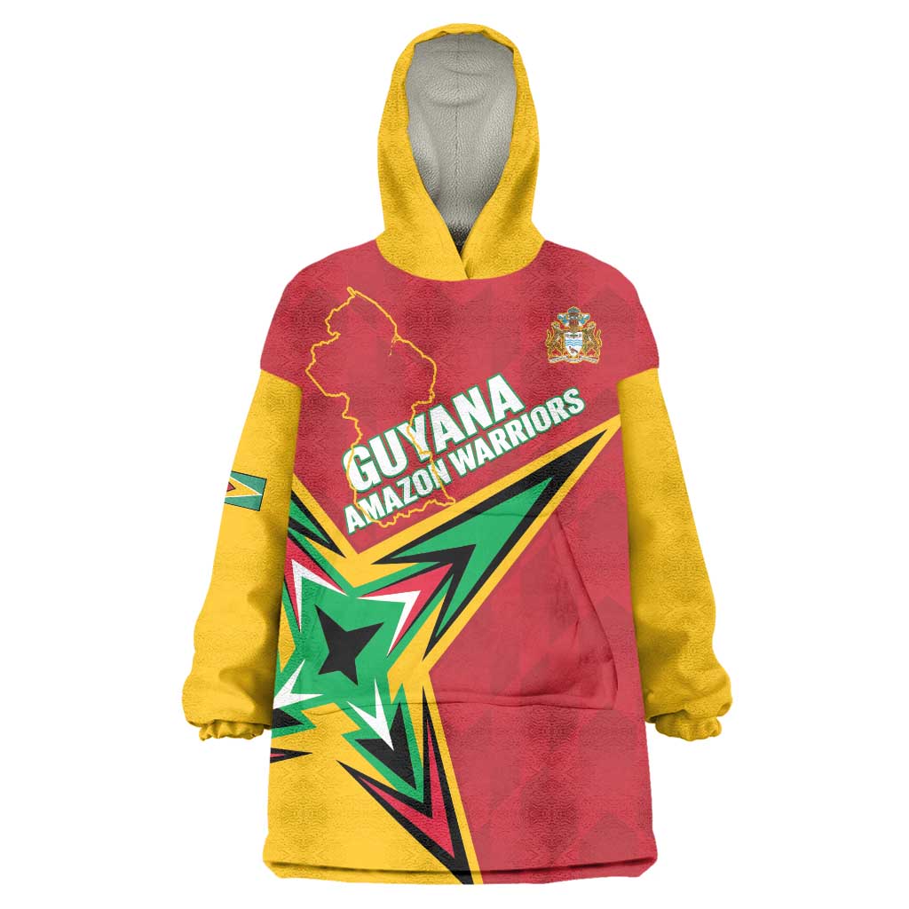 Custom Guyana Cricket Wearable Blanket Hoodie Go Champions Amazon Warriors - Wonder Print Shop