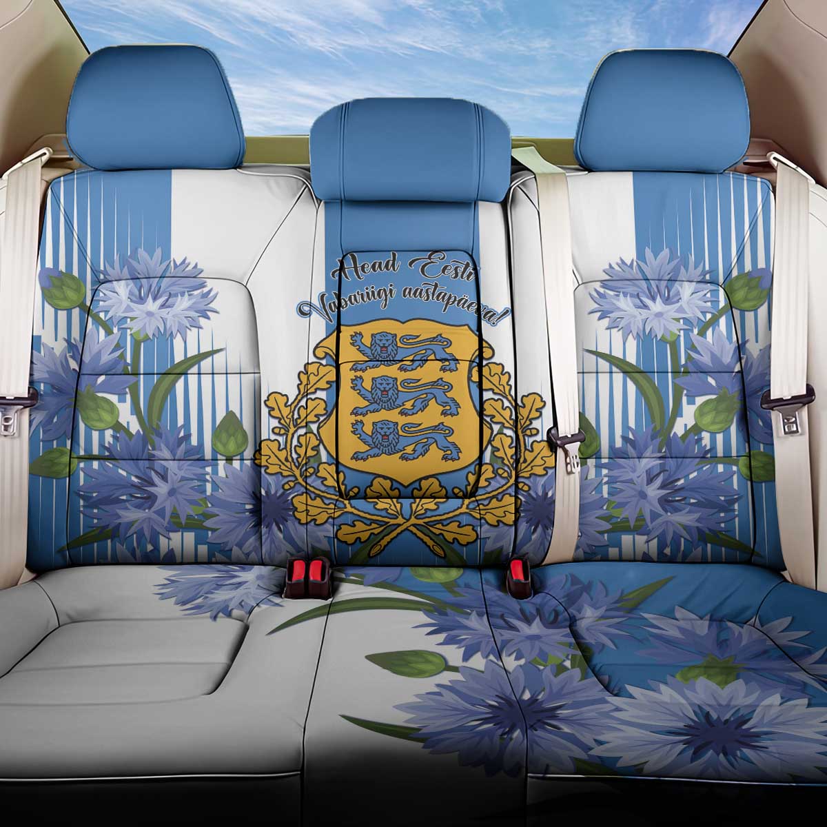 Estonia Independence Day Back Car Seat Cover Head Eesti Vabariigi Aastapaeva!