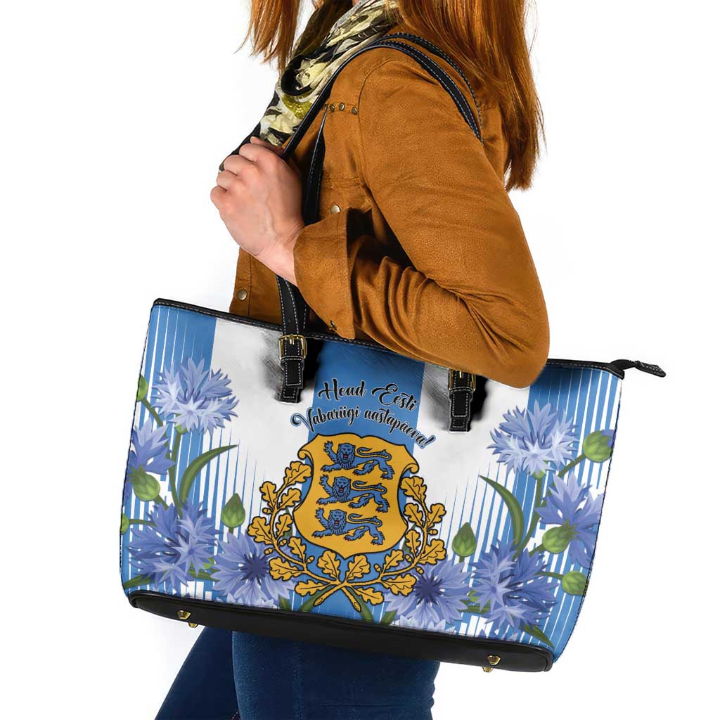 Estonia Independence Day Leather Tote Bag Head Eesti Vabariigi Aastapaeva!