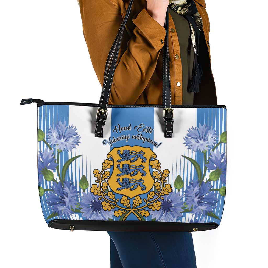 Estonia Independence Day Leather Tote Bag Head Eesti Vabariigi Aastapaeva!