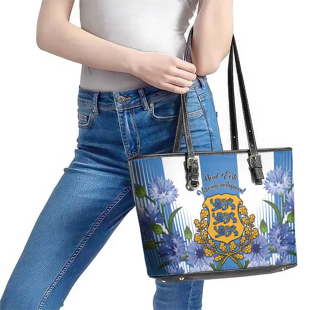 Estonia Independence Day Leather Tote Bag Head Eesti Vabariigi Aastapaeva!