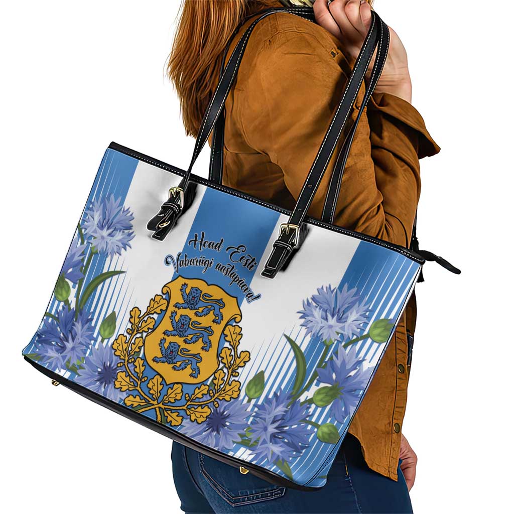Estonia Independence Day Leather Tote Bag Head Eesti Vabariigi Aastapaeva!