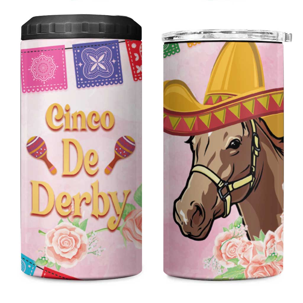 Cinco De Derby 4 in 1 Can Cooler Tumbler 2025 Sombrero Horse Racing