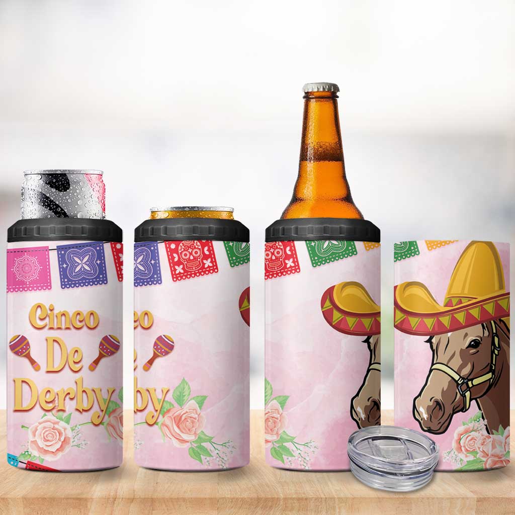 Cinco De Derby 4 in 1 Can Cooler Tumbler 2025 Sombrero Horse Racing