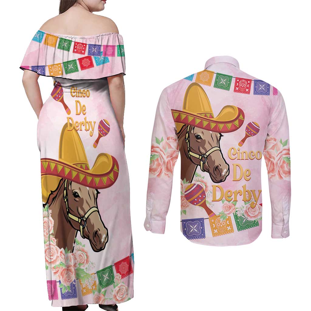 Cinco De Derby Couples Matching Off Shoulder Maxi Dress and Long Sleeve Button Shirt 2025 Sombrero Horse Racing
