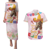 Cinco De Derby Couples Matching Puletasi and Hawaiian Shirt 2025 Sombrero Horse Racing