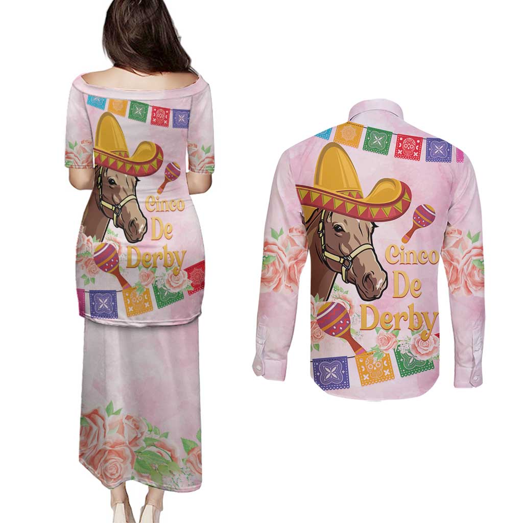 Cinco De Derby Couples Matching Puletasi and Long Sleeve Button Shirt 2025 Sombrero Horse Racing