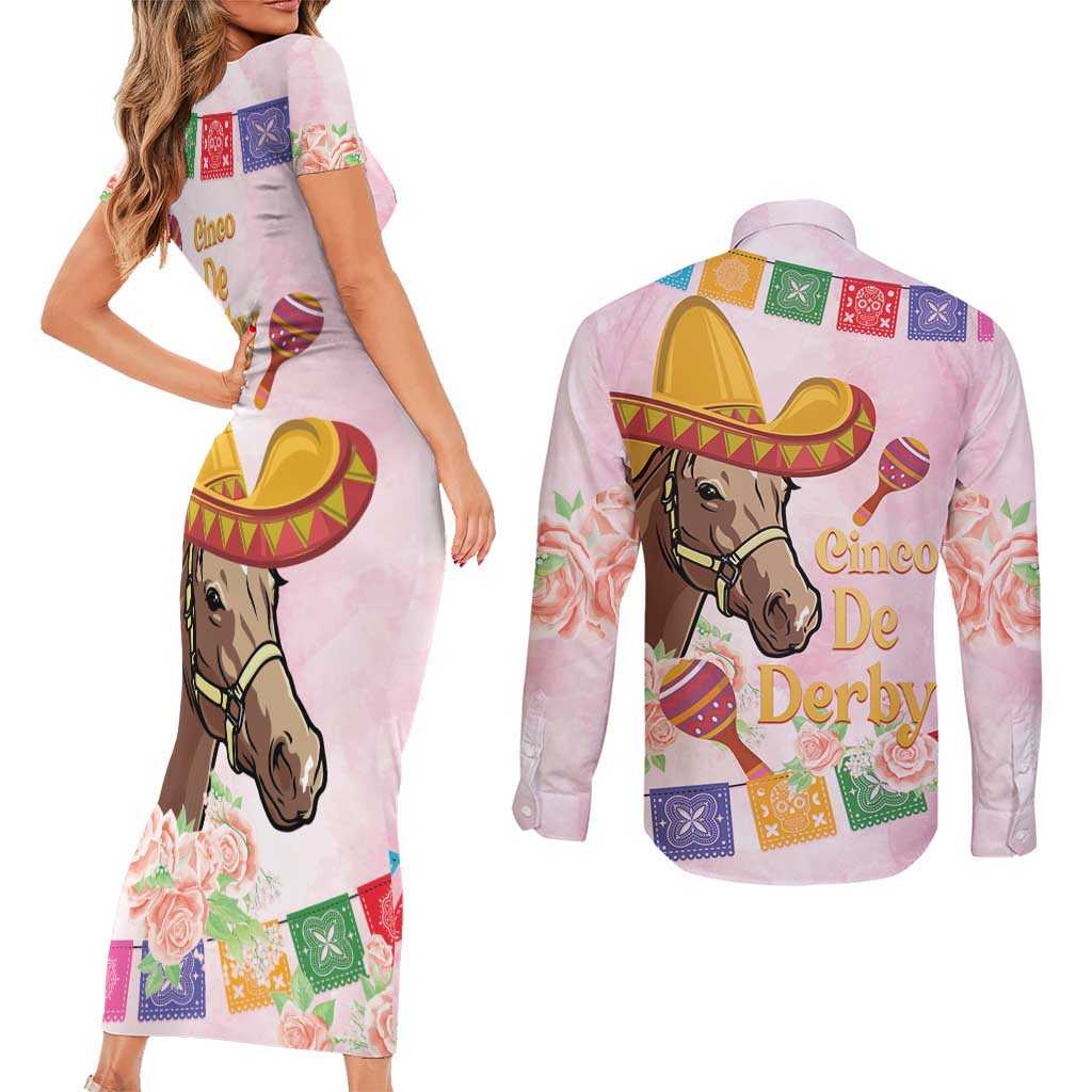 Cinco De Derby Couples Matching Short Sleeve Bodycon Dress and Long Sleeve Button Shirt 2025 Sombrero Horse Racing