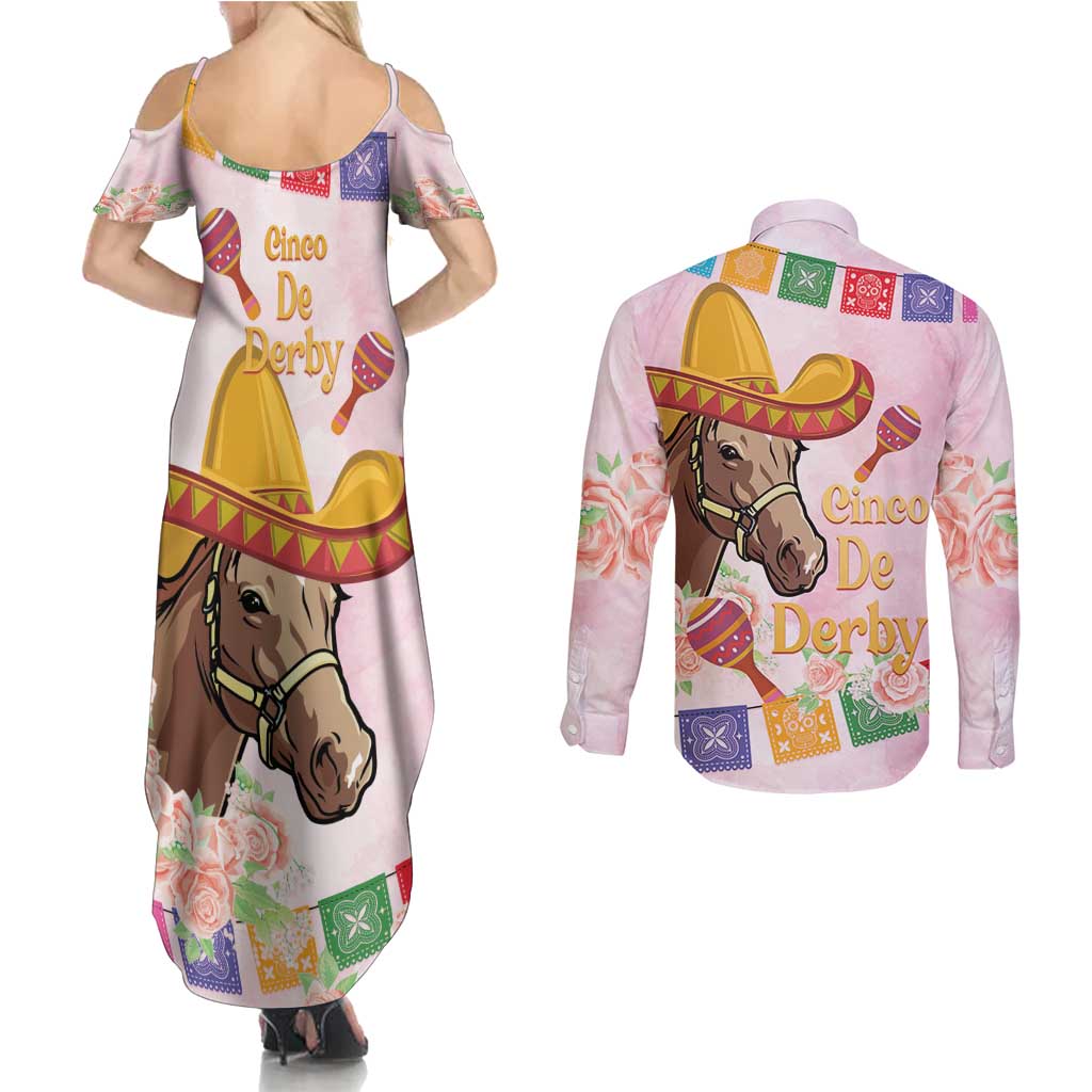 Cinco De Derby Couples Matching Summer Maxi Dress and Long Sleeve Button Shirt 2025 Sombrero Horse Racing