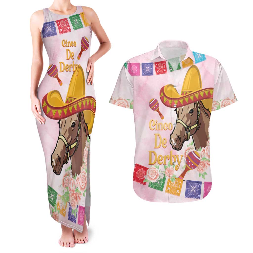 Cinco De Derby Couples Matching Tank Maxi Dress and Hawaiian Shirt 2025 Sombrero Horse Racing
