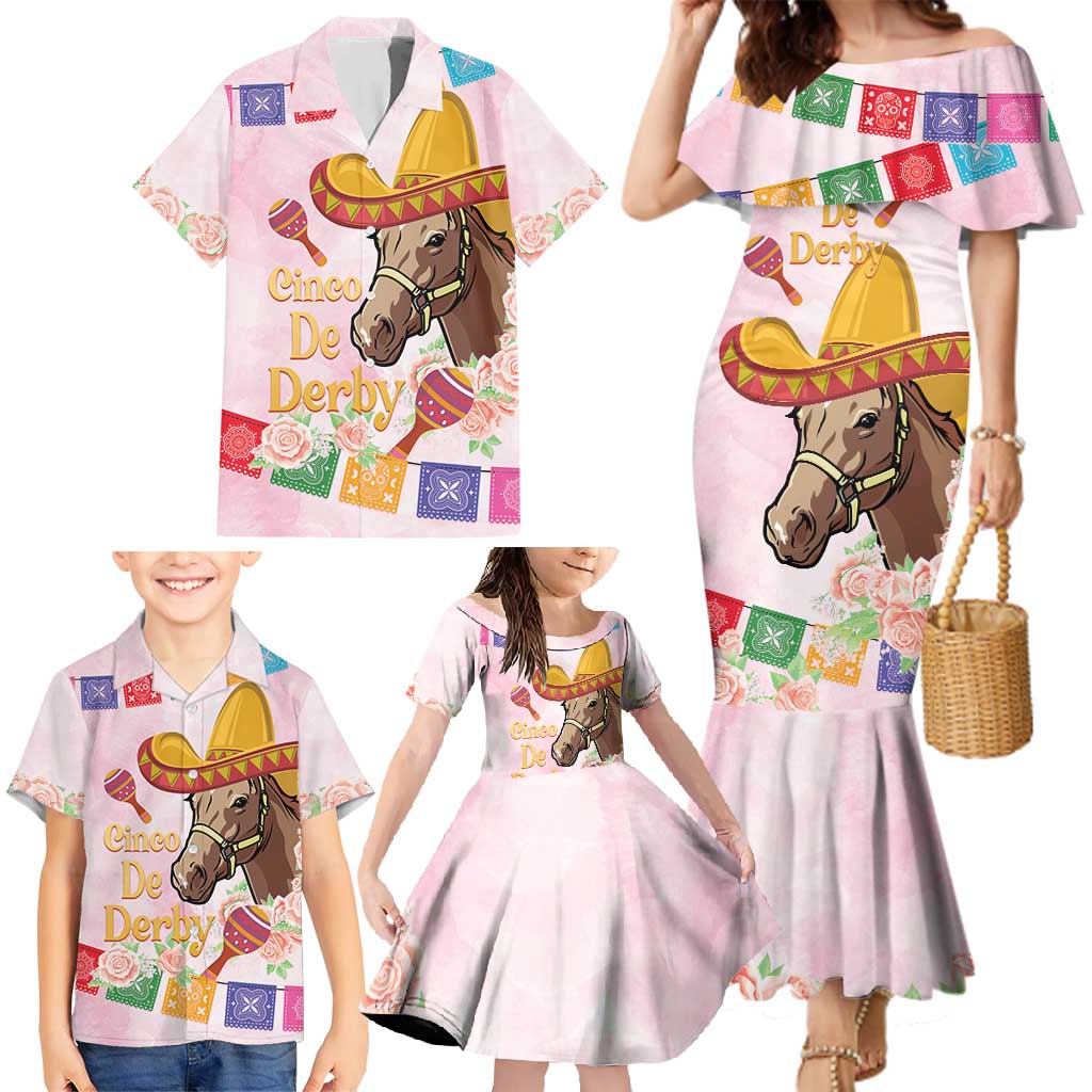 Cinco De Derby Family Matching Mermaid Dress and Hawaiian Shirt 2025 Sombrero Horse Racing