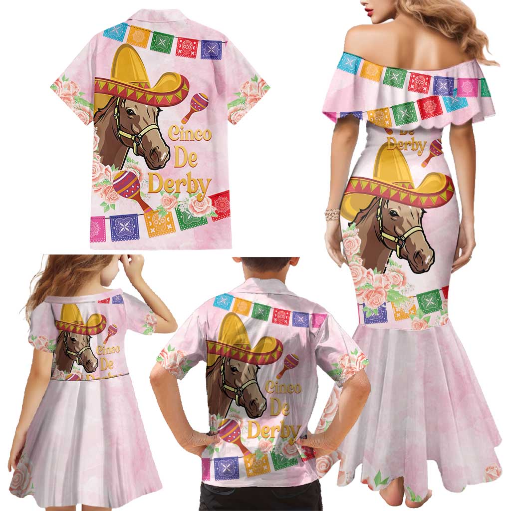 Cinco De Derby Family Matching Mermaid Dress and Hawaiian Shirt 2025 Sombrero Horse Racing