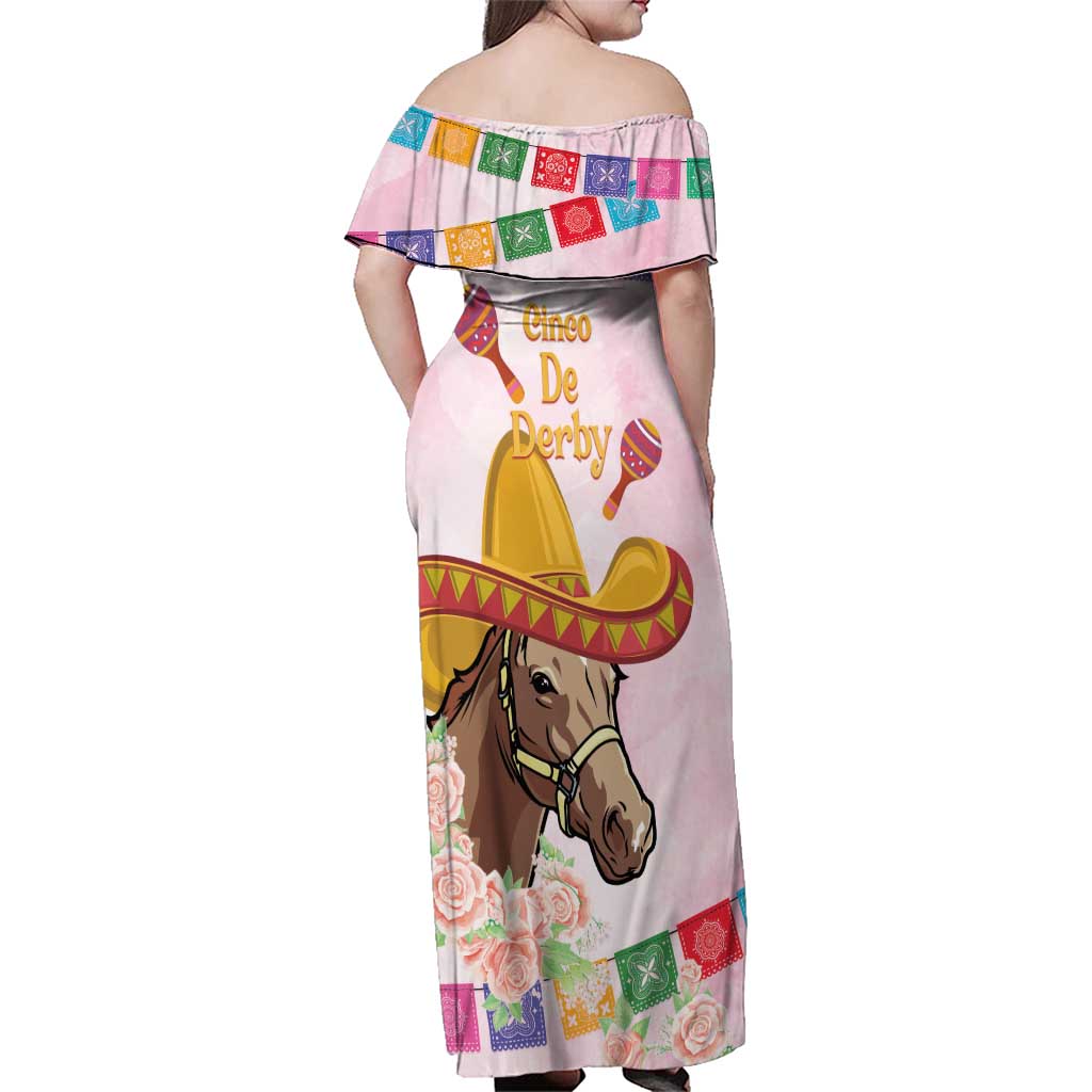 Cinco De Derby Family Matching Off Shoulder Maxi Dress and Hawaiian Shirt 2025 Sombrero Horse Racing