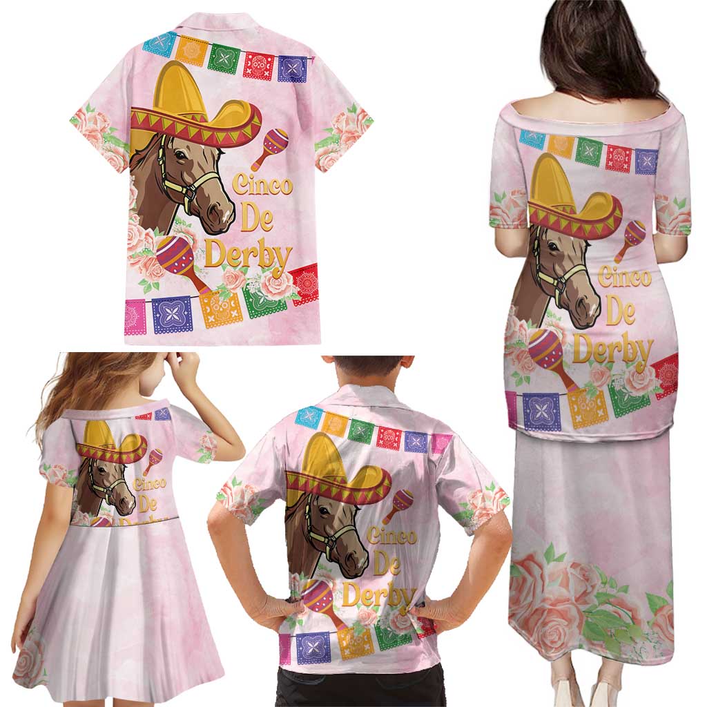 Cinco De Derby Family Matching Puletasi and Hawaiian Shirt 2025 Sombrero Horse Racing