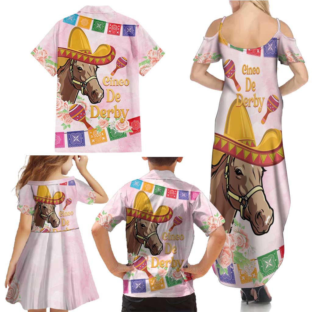 Cinco De Derby Family Matching Summer Maxi Dress and Hawaiian Shirt 2025 Sombrero Horse Racing