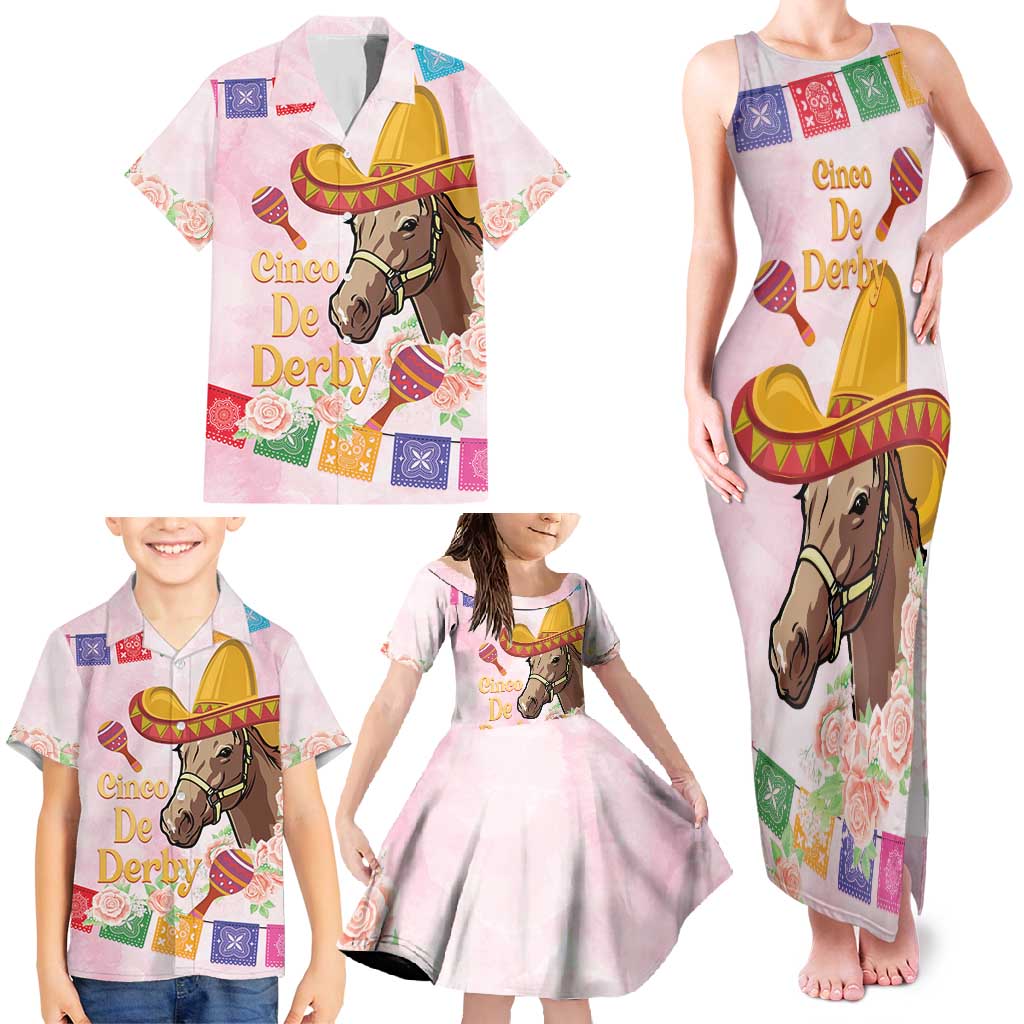 Cinco De Derby Family Matching Tank Maxi Dress and Hawaiian Shirt 2025 Sombrero Horse Racing