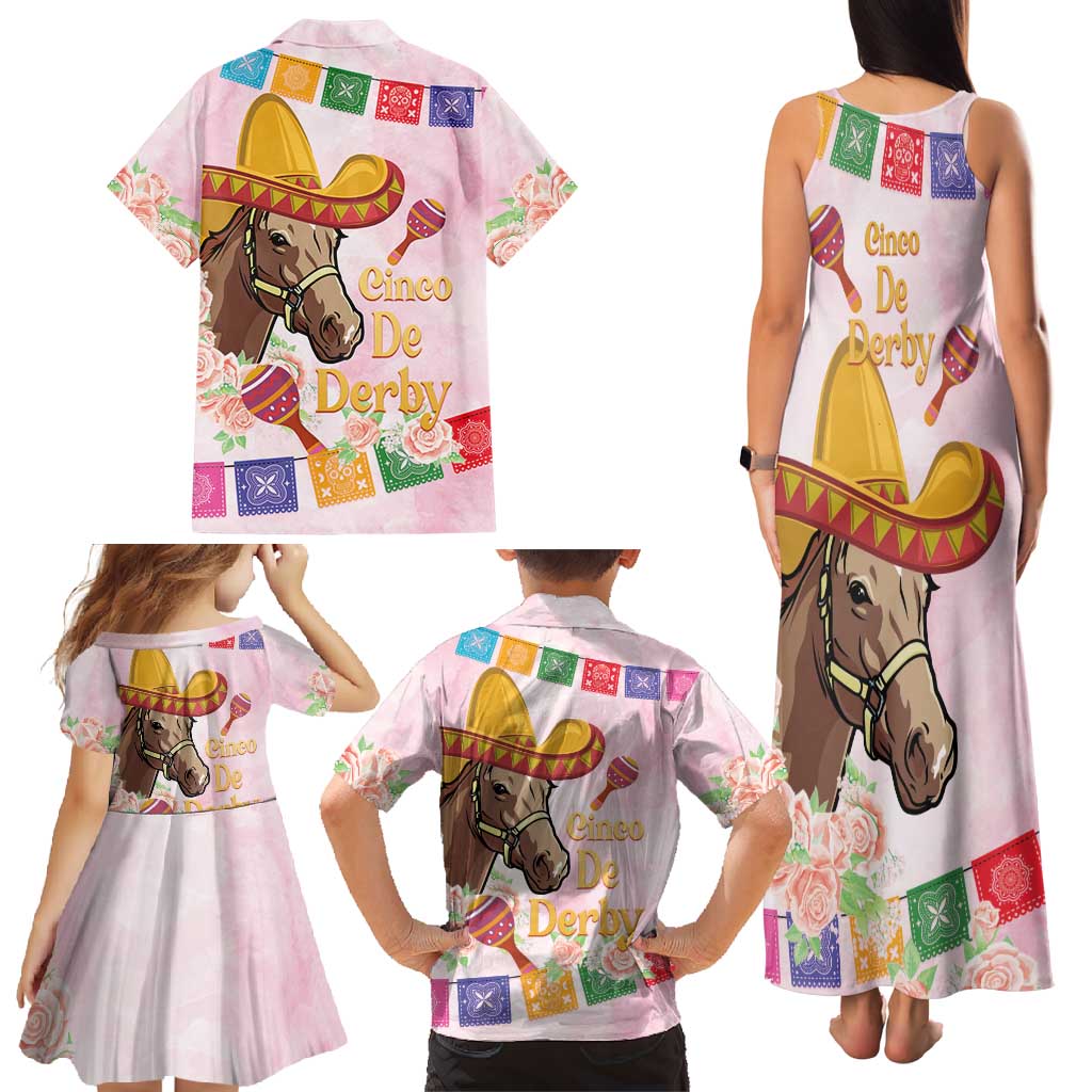 Cinco De Derby Family Matching Tank Maxi Dress and Hawaiian Shirt 2025 Sombrero Horse Racing