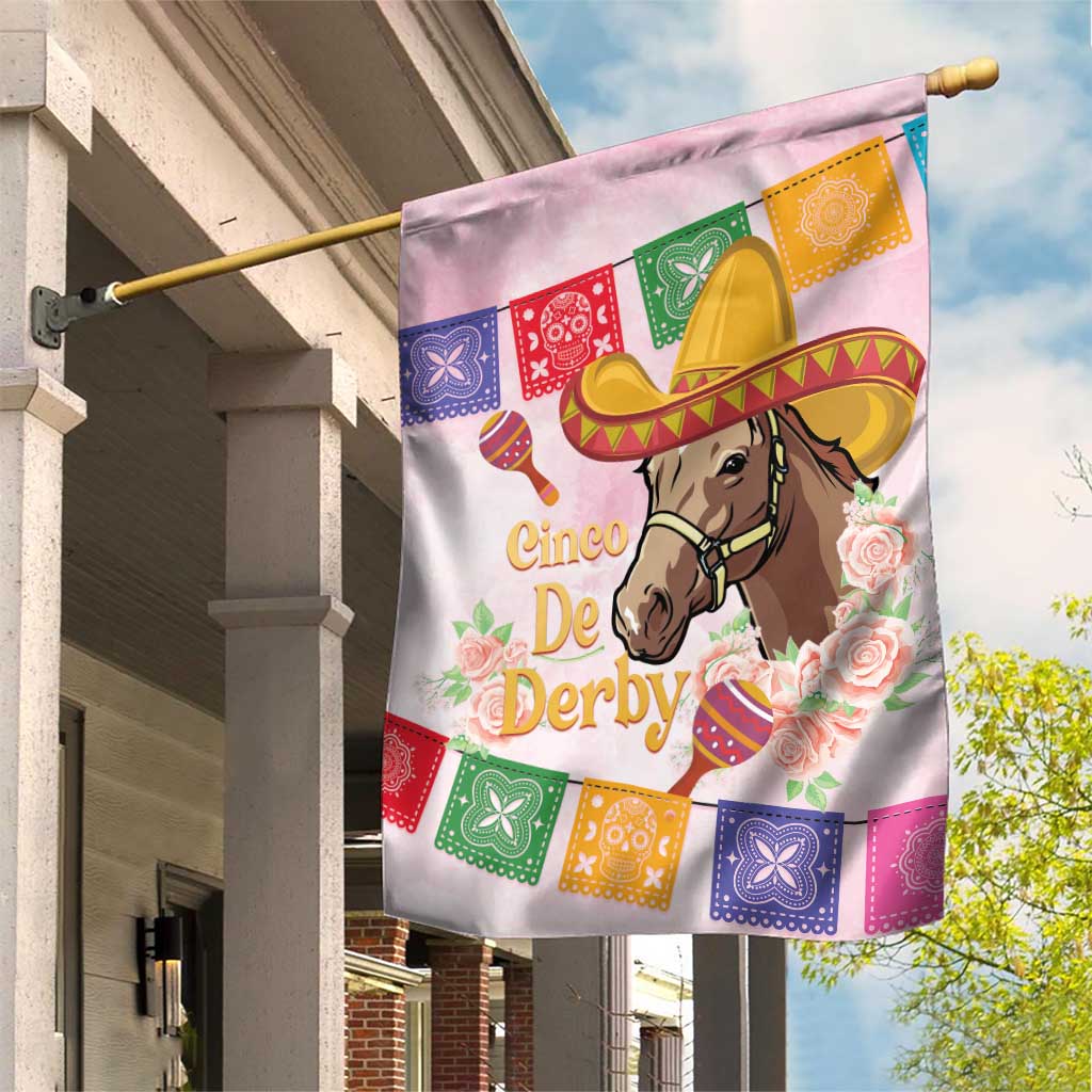 Cinco De Derby Garden Flag 2025 Sombrero Horse Racing