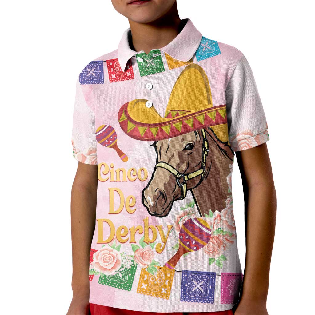 Cinco De Derby Kid Polo Shirt 2025 Sombrero Horse Racing