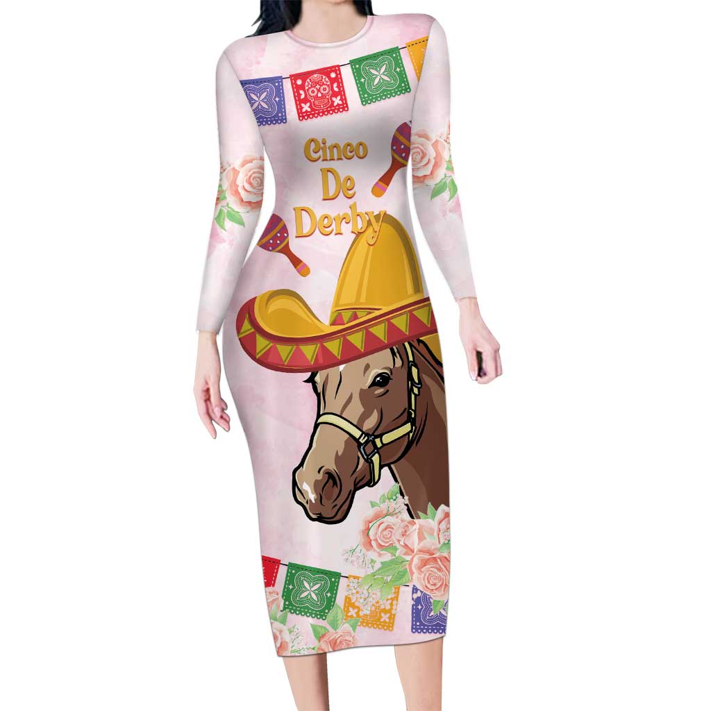 Cinco De Derby Long Sleeve Bodycon Dress 2025 Sombrero Horse Racing