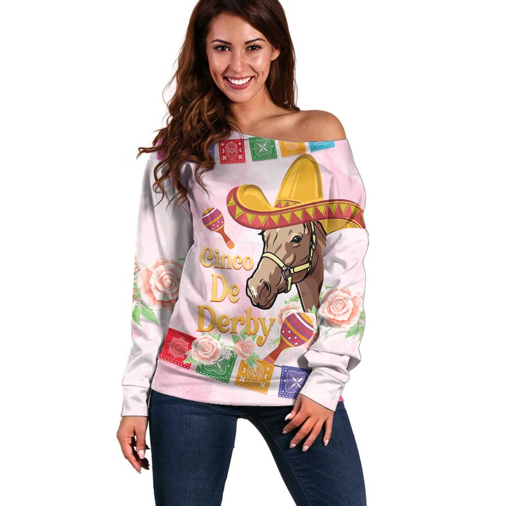 Cinco De Derby Off Shoulder Sweater 2025 Sombrero Horse Racing