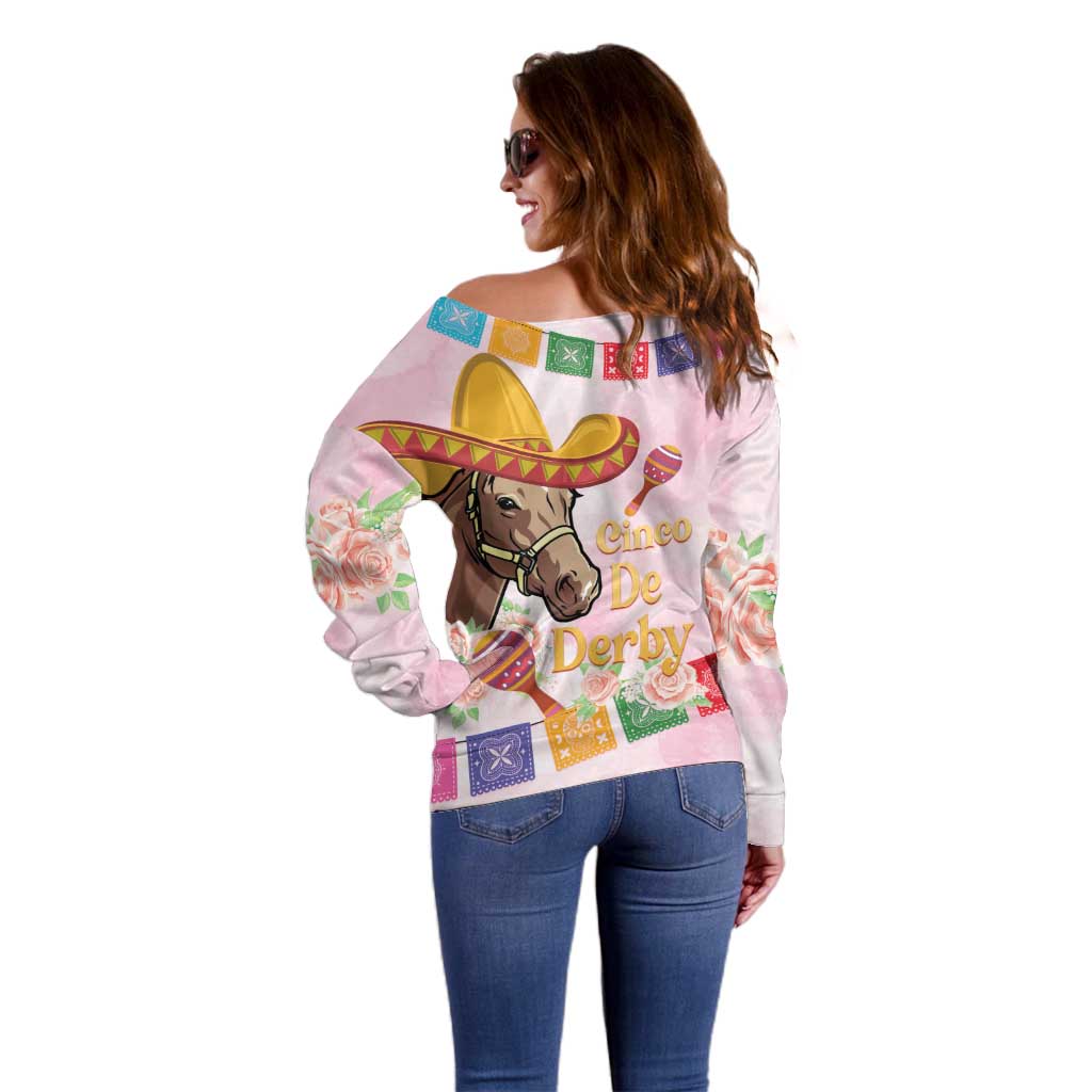 Cinco De Derby Off Shoulder Sweater 2025 Sombrero Horse Racing