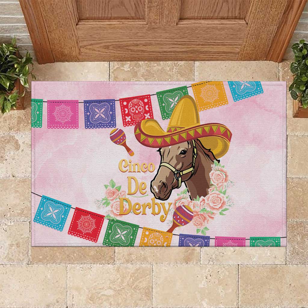 Cinco De Derby Rubber Doormat 2025 Sombrero Horse Racing - Wonder Print Shop