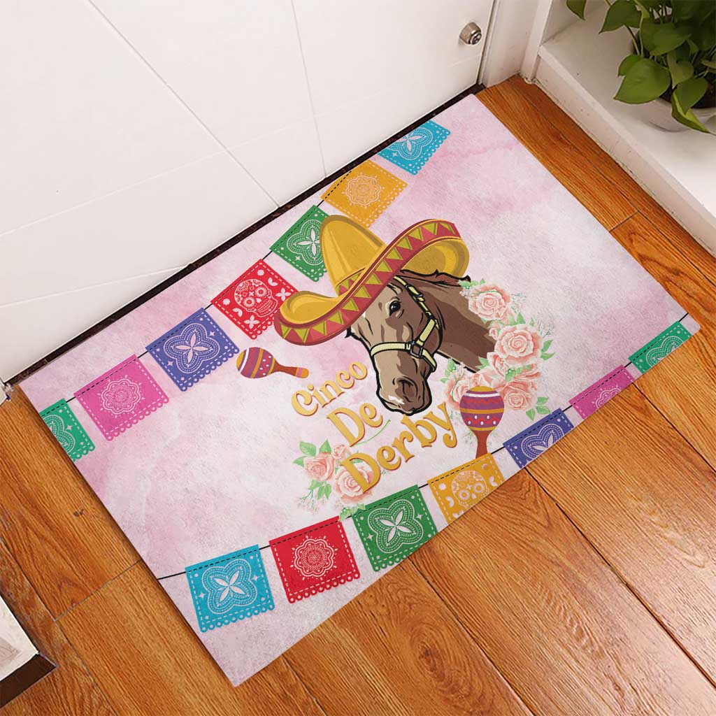 Cinco De Derby Rubber Doormat 2025 Sombrero Horse Racing - Wonder Print Shop