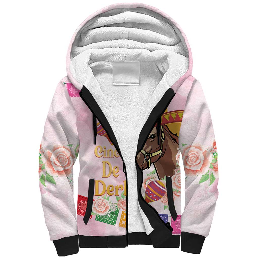 Cinco De Derby Sherpa Hoodie 2025 Sombrero Horse Racing - Wonder Print Shop