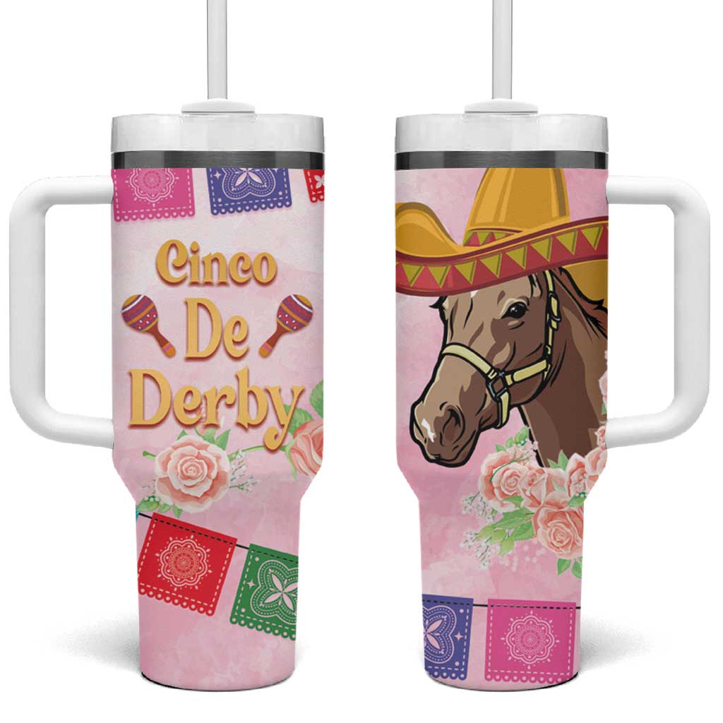 Cinco De Derby Tumbler With Handle 2025 Sombrero Horse Racing - Wonder Print Shop