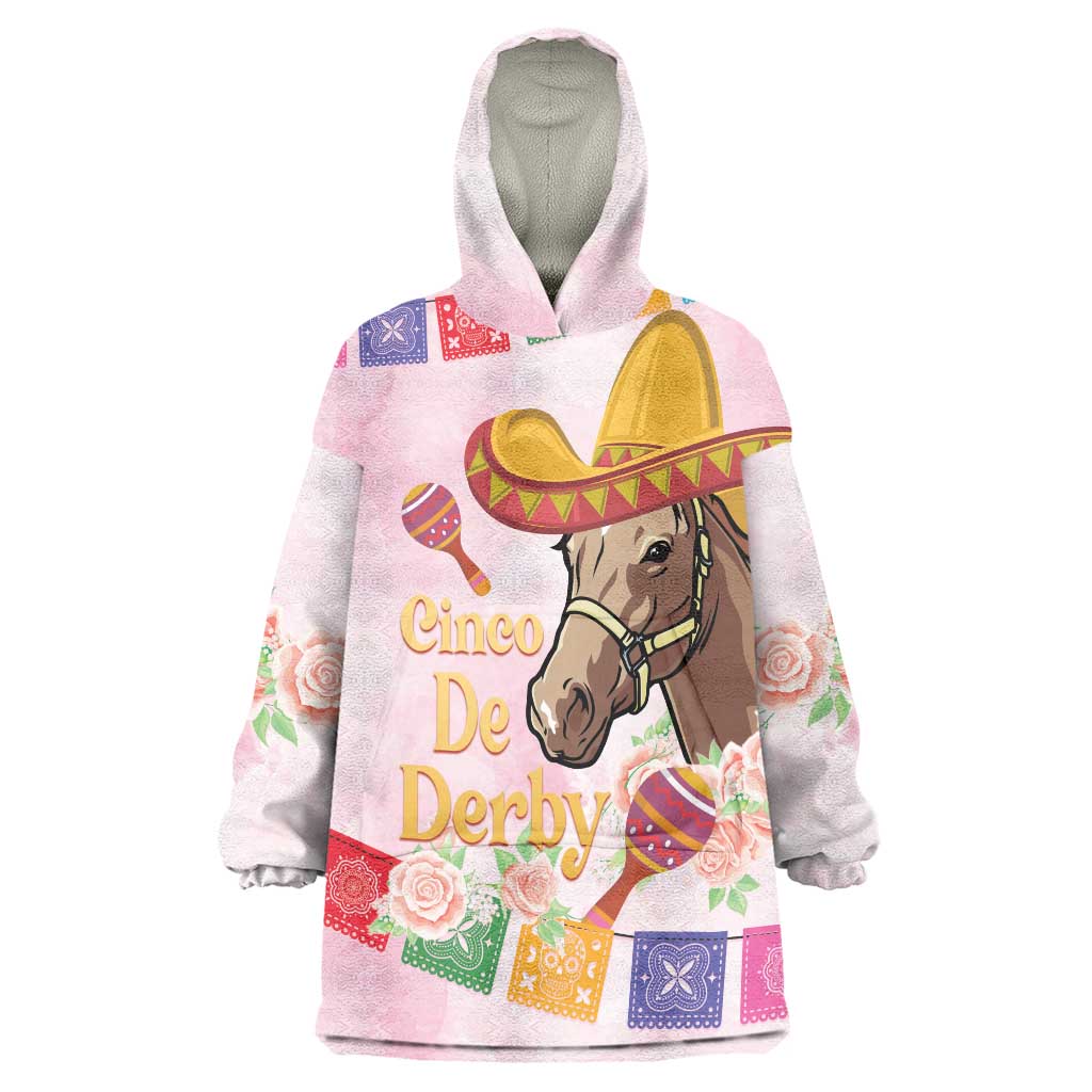Cinco De Derby Wearable Blanket Hoodie 2025 Sombrero Horse Racing - Wonder Print Shop