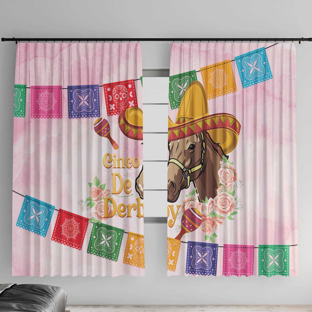 Cinco De Derby Window Curtain 2025 Sombrero Horse Racing - Wonder Print Shop