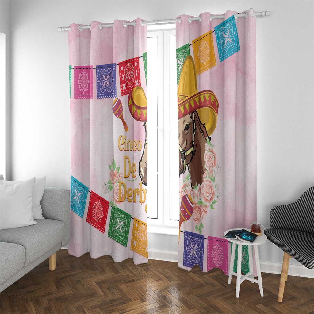 Cinco De Derby Window Curtain 2025 Sombrero Horse Racing - Wonder Print Shop