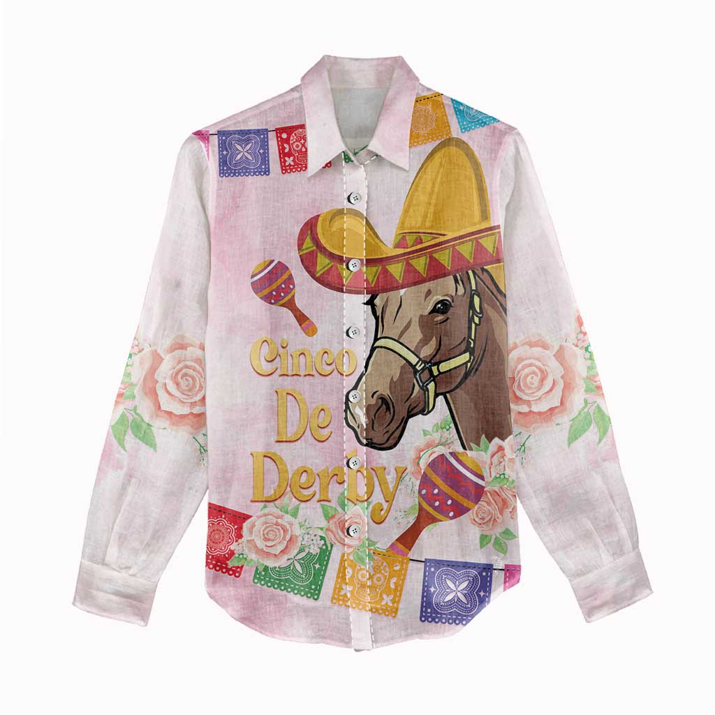Cinco De Derby Women Casual Shirt 2025 Sombrero Horse Racing - Wonder Print Shop