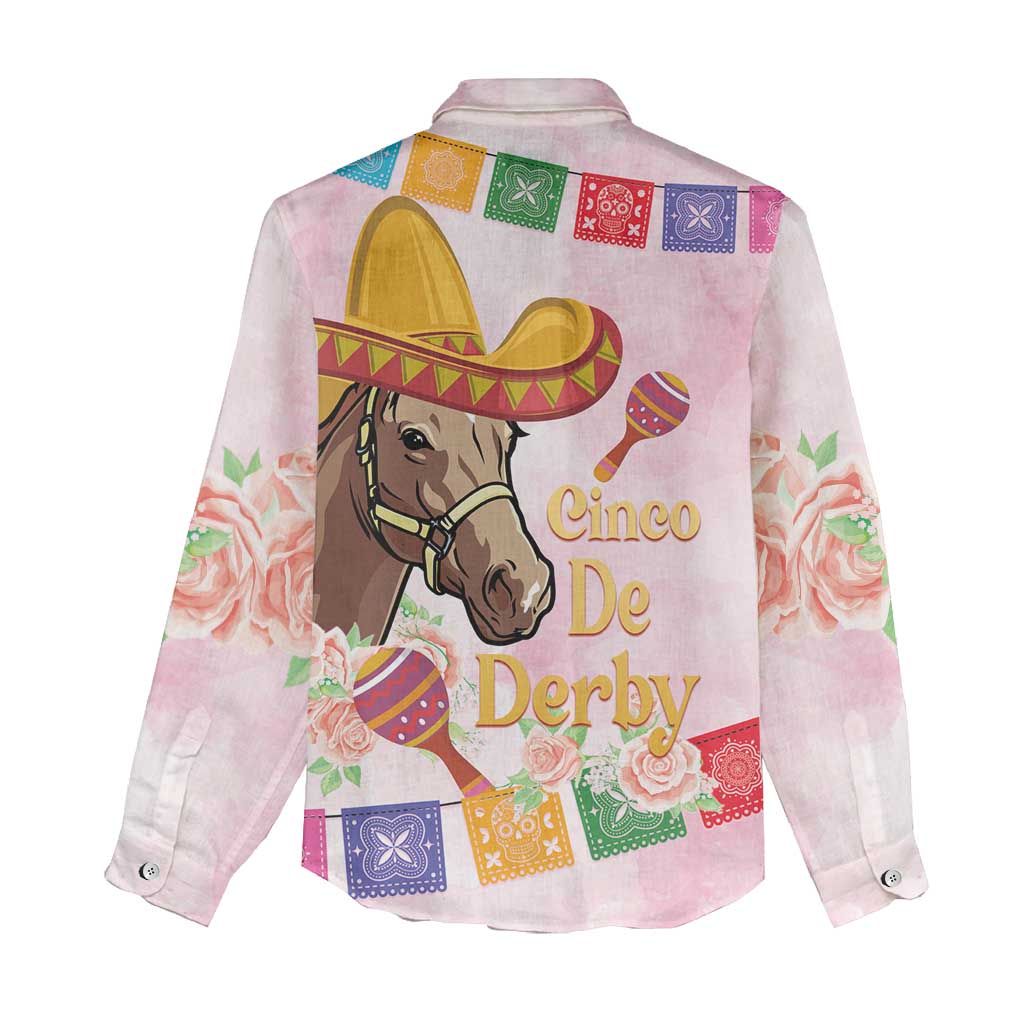Cinco De Derby Women Casual Shirt 2025 Sombrero Horse Racing - Wonder Print Shop