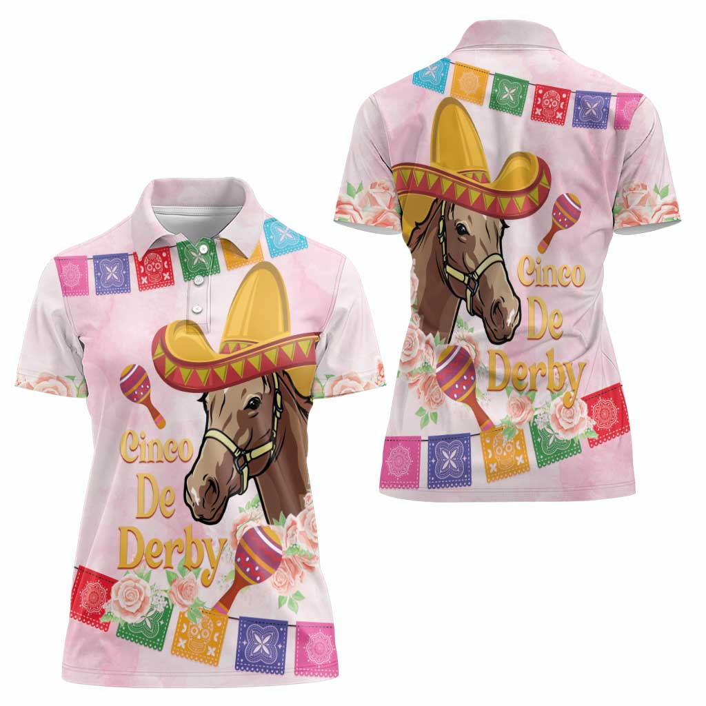 Cinco De Derby Women Polo Shirt 2025 Sombrero Horse Racing - Wonder Print Shop