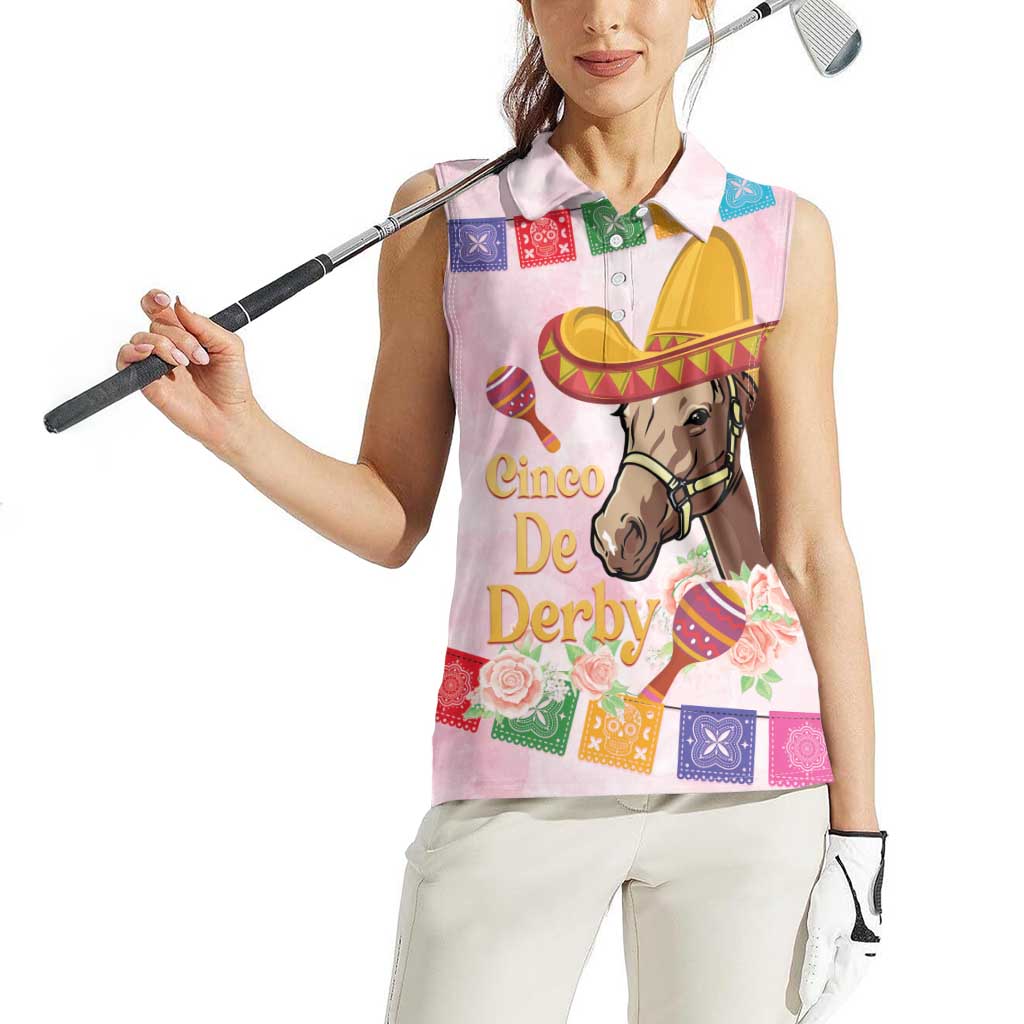 Cinco De Derby Women Sleeveless Polo Shirt 2025 Sombrero Horse Racing - Wonder Print Shop