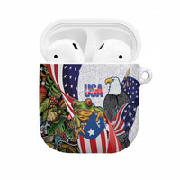 United States Puerto Rico AirPods Case USA Curve Flag With Coqui Drum - Wonder Print Shop