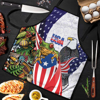 United States Puerto Rico Apron USA Curve Flag With Coqui Drum - Wonder Print Shop