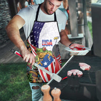 United States Puerto Rico Apron USA Curve Flag With Coqui Drum - Wonder Print Shop