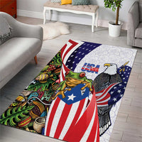 United States Puerto Rico Area Rug USA Curve Flag With Coqui Drum - Wonder Print Shop