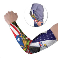 United States Puerto Rico Arm Sleeves USA Curve Flag With Coqui Drum - Wonder Print Shop