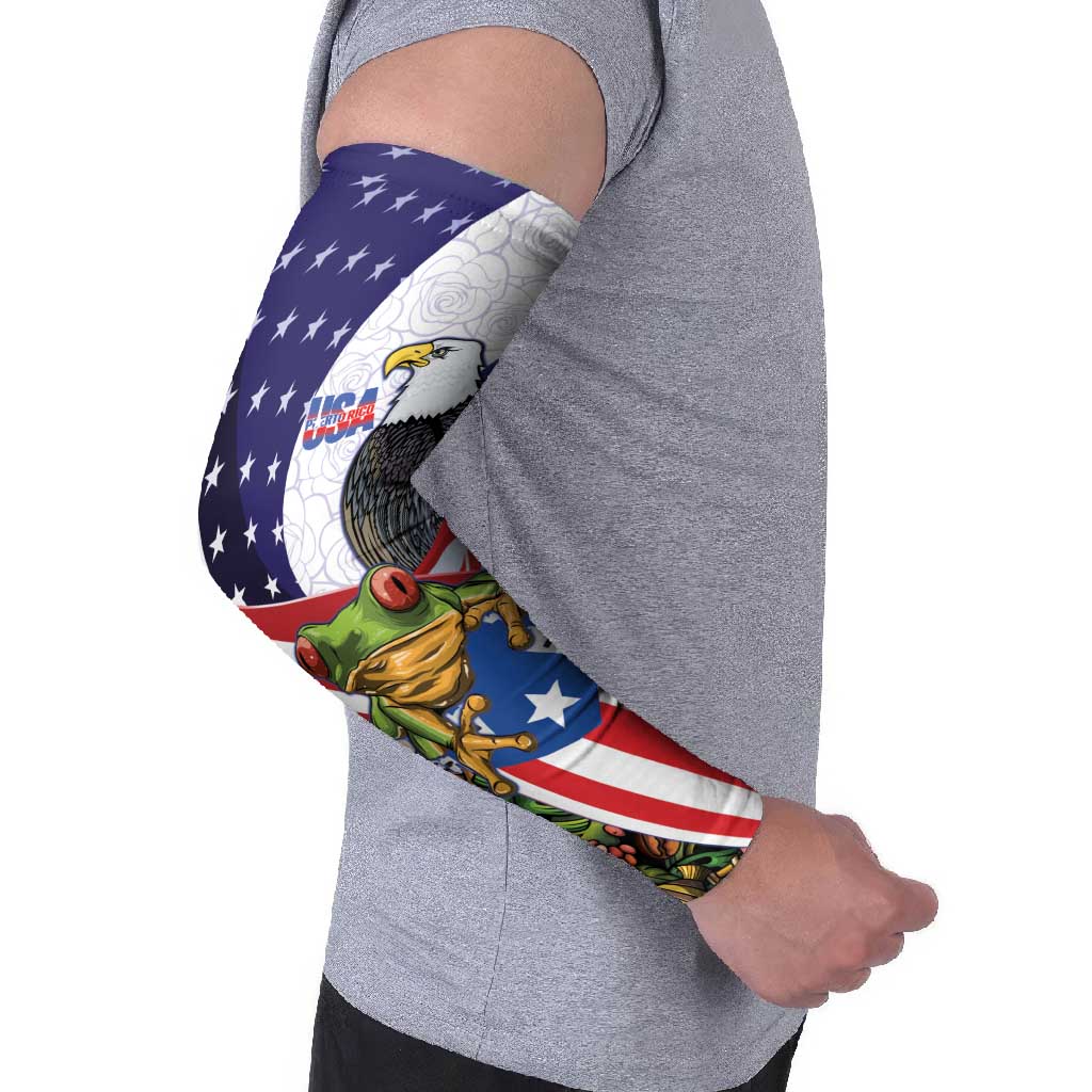 United States Puerto Rico Arm Sleeves USA Curve Flag With Coqui Drum - Wonder Print Shop