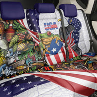 United States Puerto Rico Back Car Seat Cover USA Curve Flag With Coqui Drum - Wonder Print Shop
