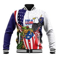 United States Puerto Rico Baseball Jacket USA Curve Flag With Coqui Drum - Wonder Print Shop