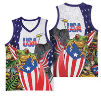 United States Puerto Rico Basketball Jersey USA Curve Flag With Coqui Drum - Wonder Print Shop