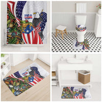 United States Puerto Rico Bathroom Set USA Curve Flag With Coqui Drum - Wonder Print Shop