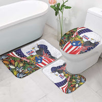 United States Puerto Rico Bathroom Set USA Curve Flag With Coqui Drum - Wonder Print Shop